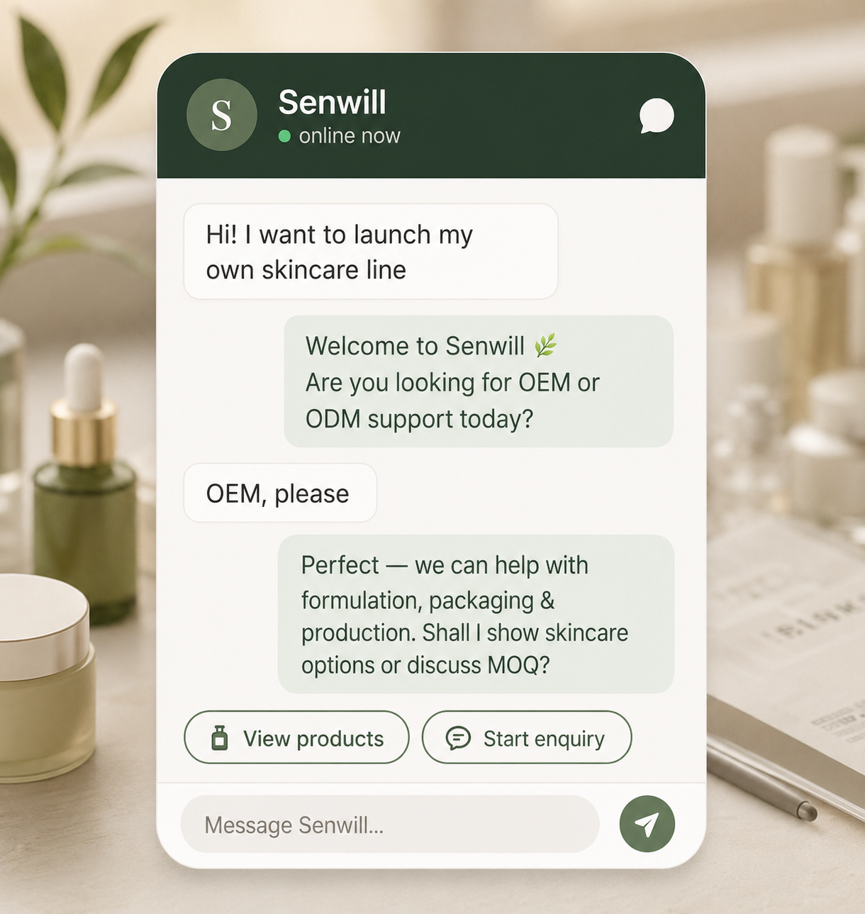 Chat with Senwill on WhatsApp — OEM/ODM enquiry