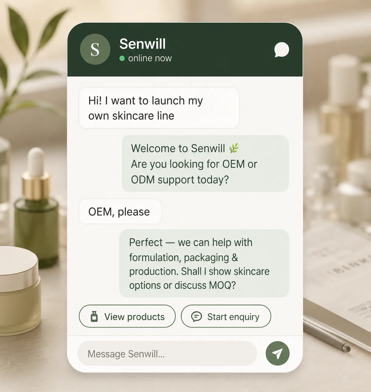 Chat with Senwill on WhatsApp — OEM/ODM enquiry