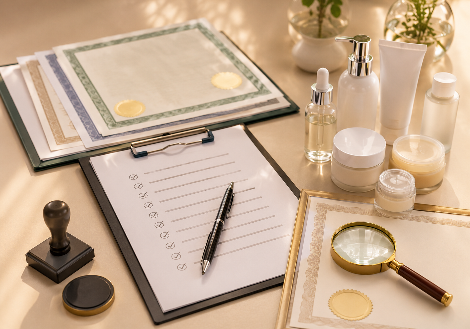 Registration and compliance — certificates, product bottles and a compliance checklist